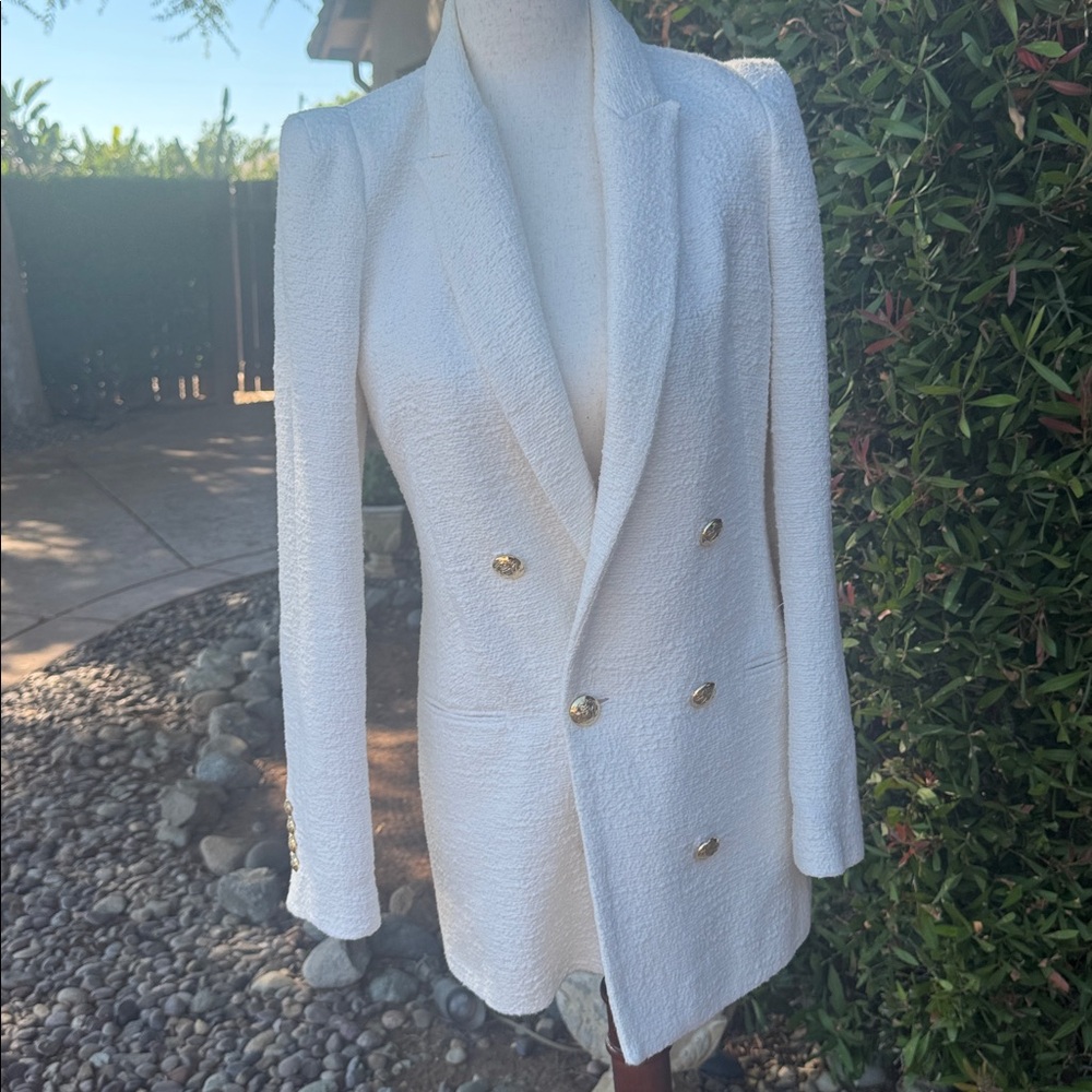 Zara White Textured Blazer Timeless Professional Wear